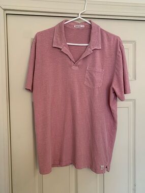 Marine Layer Hemp Cotton Resort Polo Summer 2025 Rosette Red Pink Size M